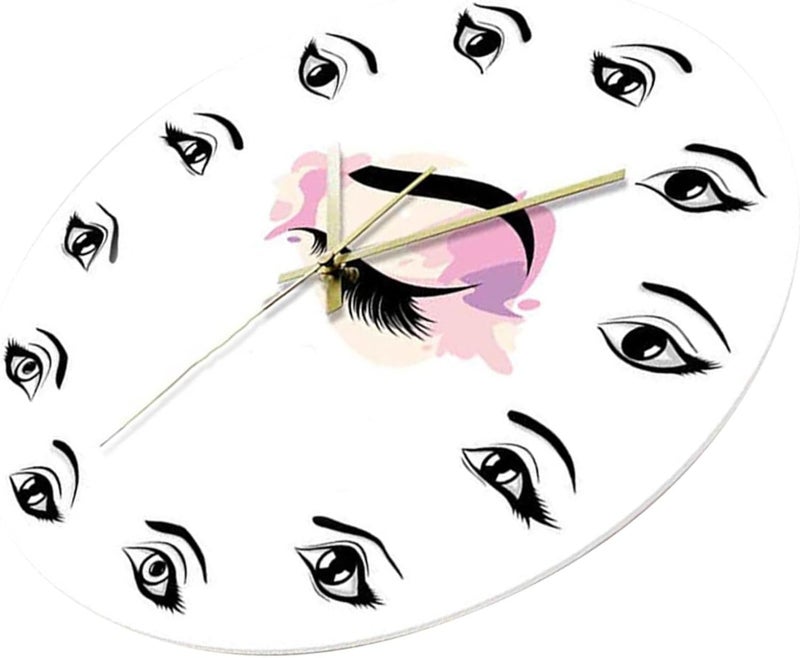 ABOOFAN Beauty Salon Wall Clock Unique Round Shape Salon Decor Non-Electric Hanging Ornament for Eyelash and Eyebrow Artists for Beauty Studios - Image 1