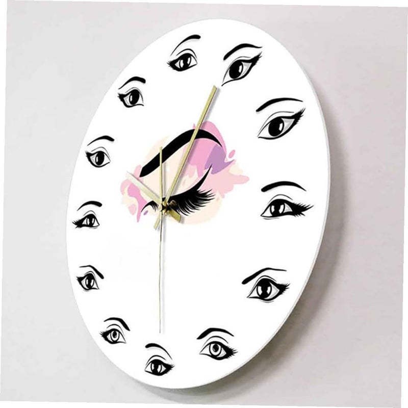 ABOOFAN Beauty Salon Wall Clock Unique Round Shape Salon Decor Non-Electric Hanging Ornament for Eyelash and Eyebrow Artists for Beauty Studios - Image 4