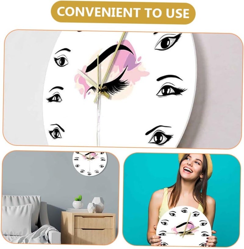 ABOOFAN Beauty Salon Wall Clock Unique Round Shape Salon Decor Non-Electric Hanging Ornament for Eyelash and Eyebrow Artists for Beauty Studios - Image 3