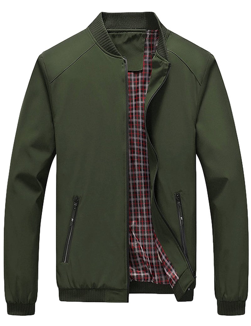 Lentta Mens Slim Fit Lightweight Softshell Bomber Jacket Coat Fall Jackets For Men Medium Army Green
