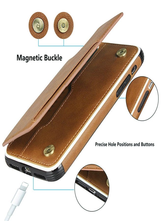 iCoverCase Compatible with iPhone X/XS Wallet Case with Card Slots Holder and Wrist Strap Premium PU Leather Kickstand Shockproof Phone Case 5.8 Inch (Khaki) - Image 5