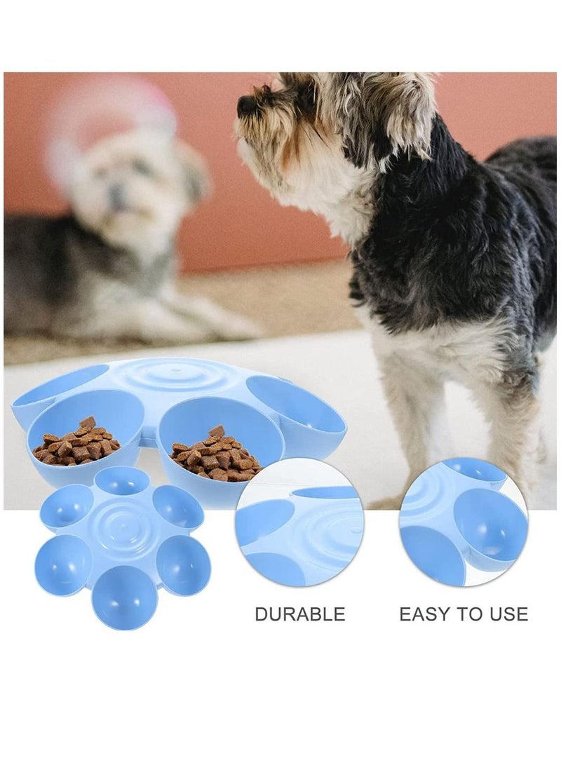 أطباق طعام القطط ، أطباق المياه ، أطباق عشاء متعددة للقطط مع 6 أوعية للقطط (أزرق) - Image 4