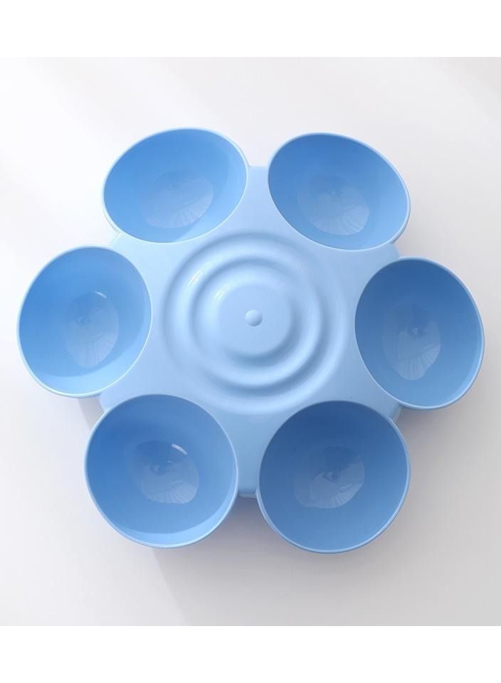 أطباق طعام القطط ، أطباق المياه ، أطباق عشاء متعددة للقطط مع 6 أوعية للقطط (أزرق) - Image 1