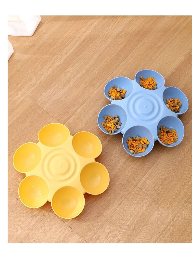 أطباق طعام القطط ، أطباق المياه ، أطباق عشاء متعددة للقطط مع 6 أوعية للقطط (أزرق) - Image 5