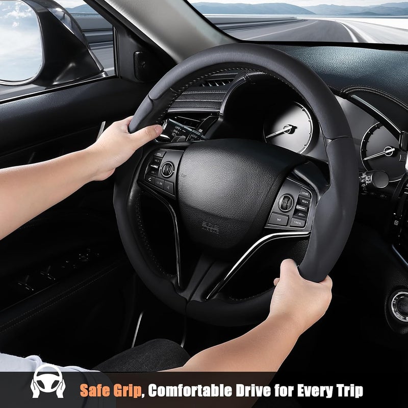 Aimato Customized Steering Wheel Cover for Honda Civic 2016-2021/CR-V 2017-2021/Clarity 2018-2021, Thin,Anti-Slip,Scratch-Resistant Exclusive Car Accessory for Honda, Black - Image 5