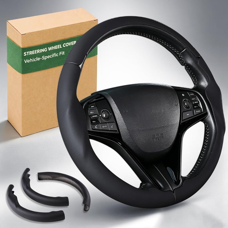 Aimato Customized Steering Wheel Cover for Honda Civic 2016-2021/CR-V 2017-2021/Clarity 2018-2021, Thin,Anti-Slip,Scratch-Resistant Exclusive Car Accessory for Honda, Black - Image 1