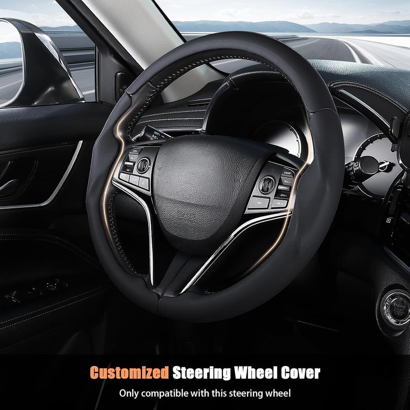 Aimato Customized Steering Wheel Cover for Honda Civic 2016-2021/CR-V 2017-2021/Clarity 2018-2021, Thin,Anti-Slip,Scratch-Resistant Exclusive Car Accessory for Honda, Black - Image 2