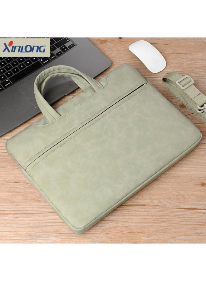XIN-LONG Leather Shoulder Laptop Bag Large Capacity Portable Laptop Bag 14/15.6 Inch Printed Logo - Image 1