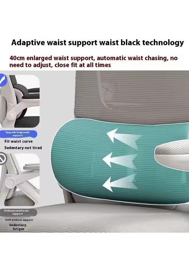 Premium Ergonomic Mesh Office Chair with Adjustable Headrest Lumbar Support Flip-Up Armrests Swivel Base Height Adjustment and Silent Rolling Wheels Comfortable Breathable Desk Chair for Home Office or Study Use