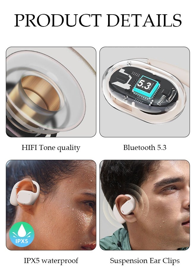 DUNISO Wireless Headphones Bluetooth Ear Clip Noise-cancelling Earphones with Wireless Charging Case Digital Display Bluetooth 5.3 Waterproof for Running Sport Gym  - Image 2