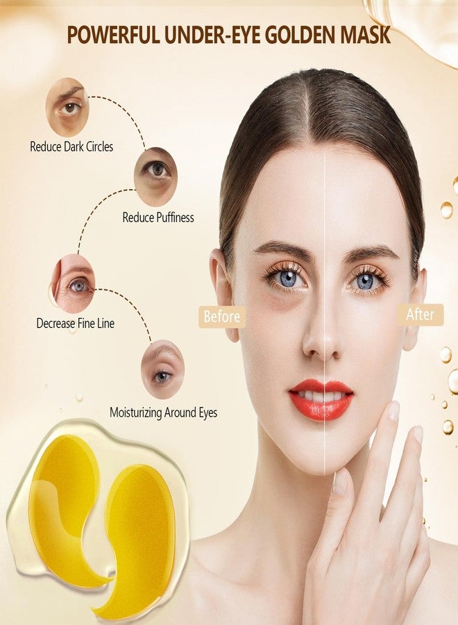 Yargkos 24K Gold Eye Mask 60Pcs, 5 Portable Golden Collagen Under Eye Patches, 30 Pairs Women Men Hydrating Undereye Gel Pads for Dark Circles Puffy Eyes Puffiness Wrinkle Eye Bag Treatment - Image 2