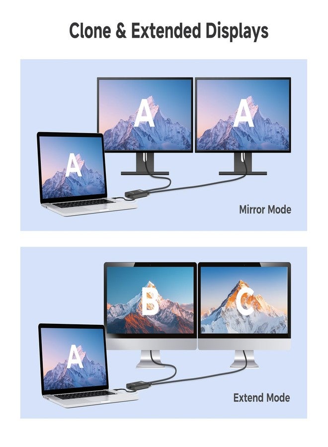 كابل ماترز محول Cable Matters DisplayLink USB-C إلى HDMI مزدوج، يدعم دقة 4K مزدوجة بمعدل 60 هرتز على نظامي macOS وWindows، محول USB-C إلى HDMI لشاشتين إضافيتين على أجهزة Mac M1/M2/M3/M4، يتطلب تعريفًا. - Image 3
