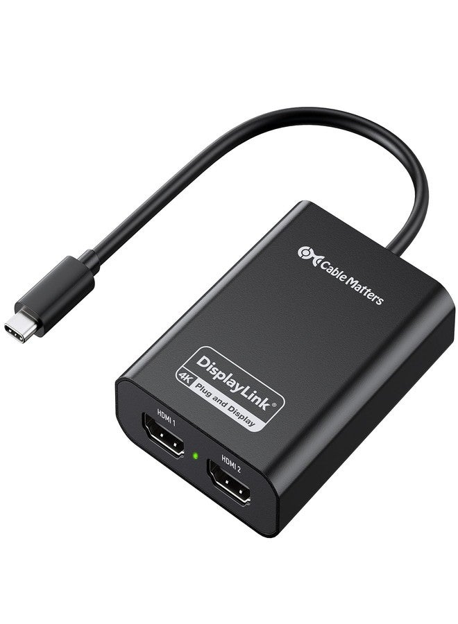 كابل ماترز محول Cable Matters DisplayLink USB-C إلى HDMI مزدوج، يدعم دقة 4K مزدوجة بمعدل 60 هرتز على نظامي macOS وWindows، محول USB-C إلى HDMI لشاشتين إضافيتين على أجهزة Mac M1/M2/M3/M4، يتطلب تعريفًا. - Image 1