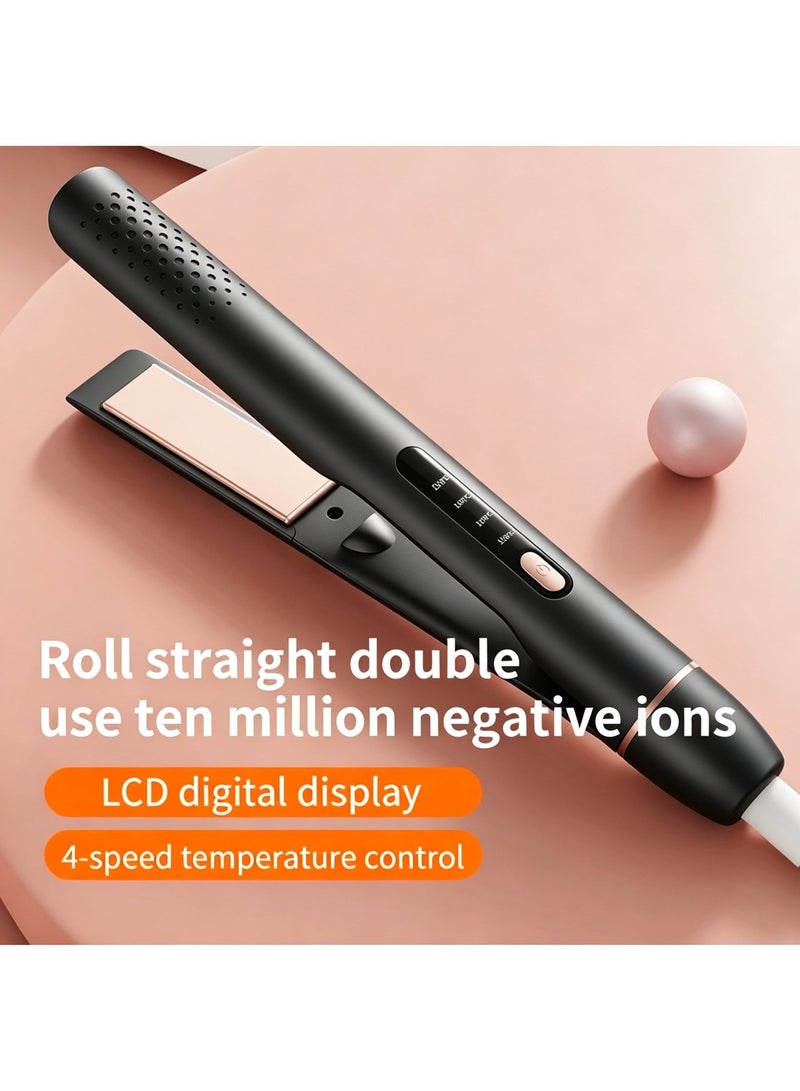 Hair Straightener and Curler 2 in 1 Ceramic Flat Iron - 4 Heat Settings and Heats Up to 210°C with a Heat-Resistant Silicone Pad and Gloves - Image 1