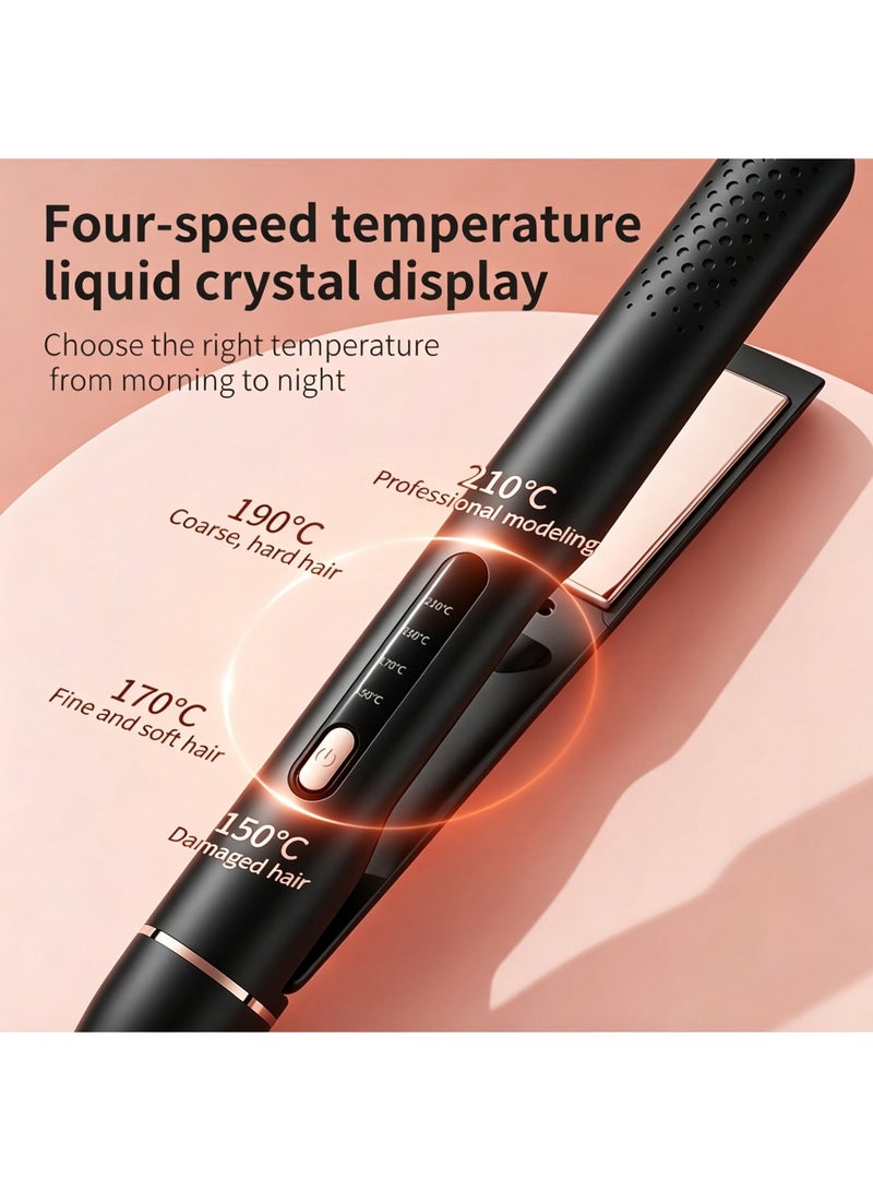 Hair Straightener and Curler 2 in 1 Ceramic Flat Iron - 4 Heat Settings and Heats Up to 210°C with a Heat-Resistant Silicone Pad and Gloves - Image 4