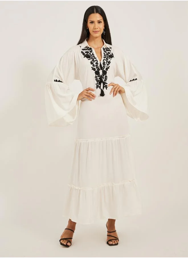 Maxim Creation Embroidered Angel Sleeve A-Line Tiered Kaftan