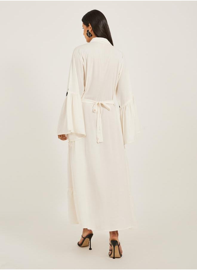 Maxim Creation Embroidered Angel Sleeve A-Line Tiered Kaftan by Styli  - Image 5