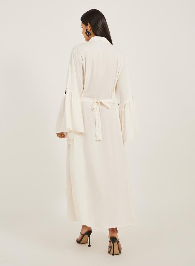 Take Two Embroidered Angel Sleeve A-Line Tiered Kaftan - Image 5