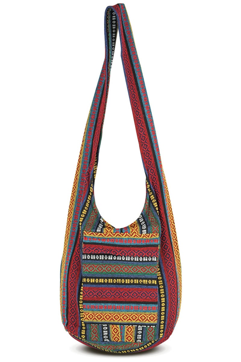 Your Cozy Boho Crossbody Bag for Women – Handmade Cotton Sling Bag Lightweight Unisex Travel Purse with Zipper (Reggae) - Image 1