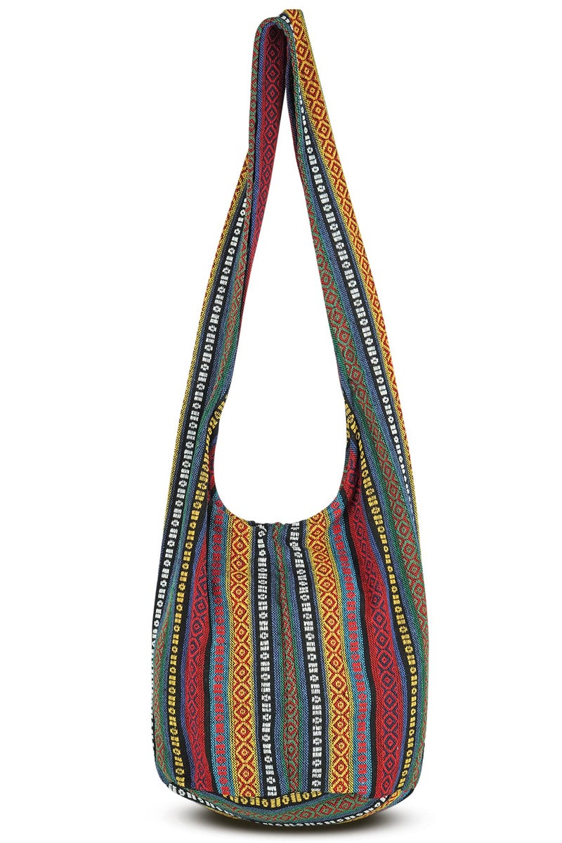 Your Cozy Boho Crossbody Bag for Women – Handmade Cotton Sling Bag Lightweight Unisex Travel Purse with Zipper (Reggae) - Image 3