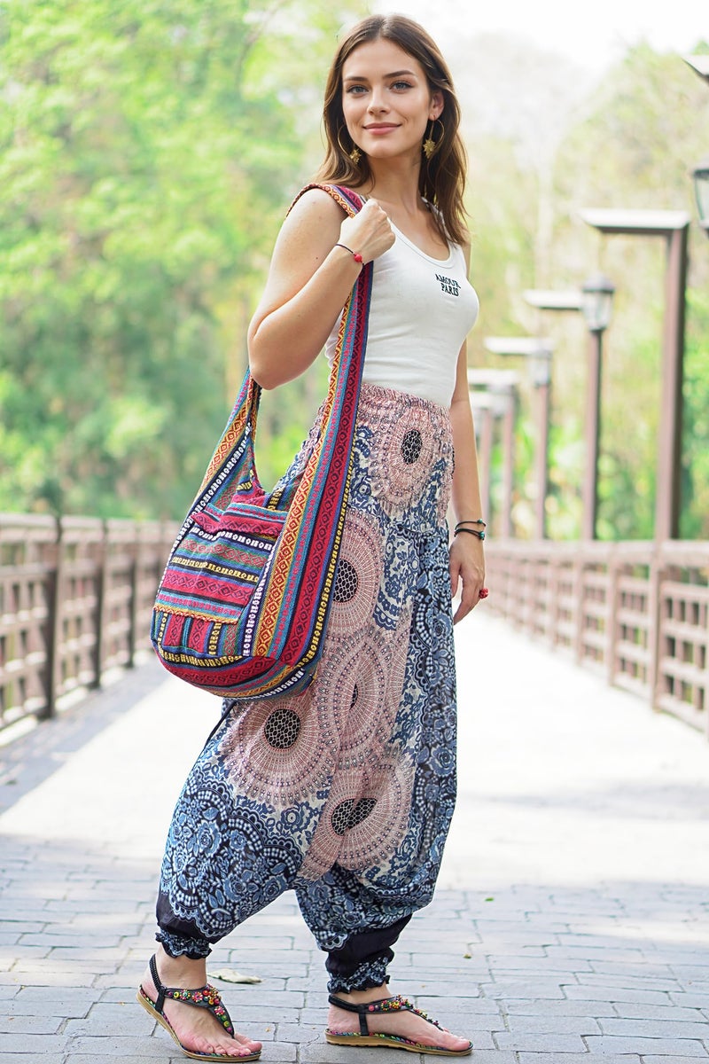 Your Cozy Boho Crossbody Bag for Women – Handmade Cotton Sling Bag Lightweight Unisex Travel Purse with Zipper (Reggae) - Image 4