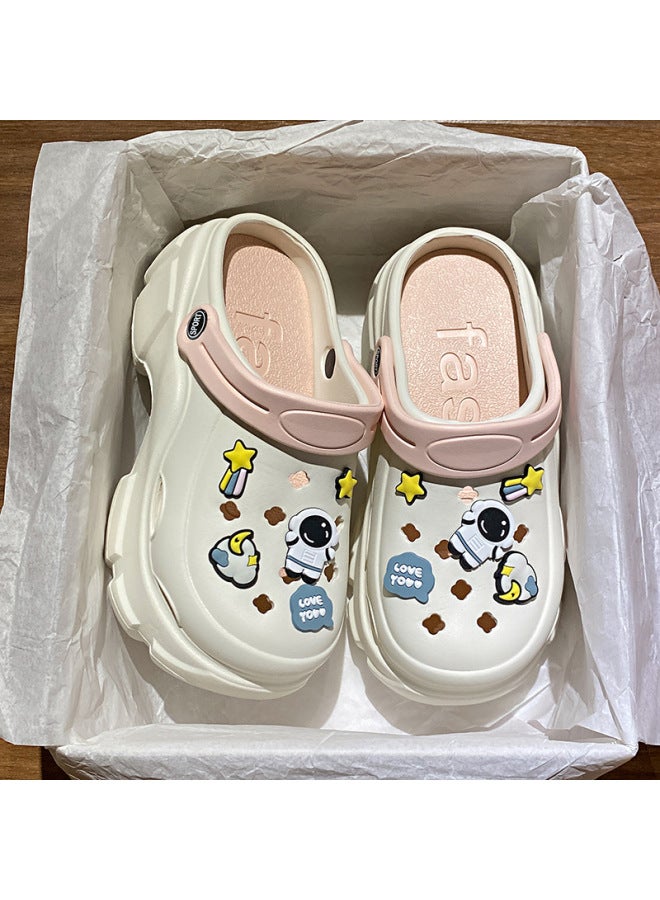 5154 Slippers Women's New Summer Croc Shoes Women's Easiest For Match Outerwear Thick-soled Soft-soled Heightening Forest Slippers