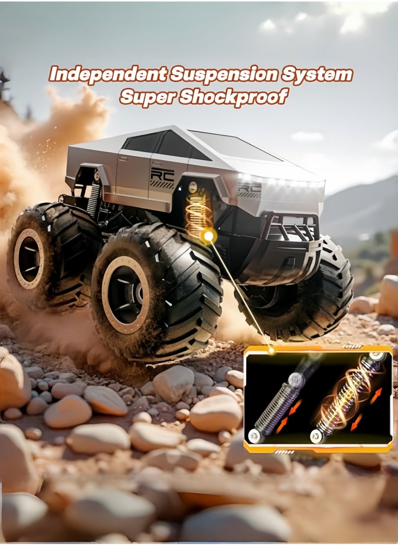 nihao - 1:16 Scale Remote Control Car Off-Road Pick-up Truck, 4WD Waterproof RC Cars Hobby 2.4GHz Kids Toys for All Terrain, Monster RC Truck Car Toys Vehicles Kids Gifts for Boys/Girls Ages 8+ (RC car*1, remote control*1, USB charging cable*1, batteries*2, English instruction manual*1) - Image 1