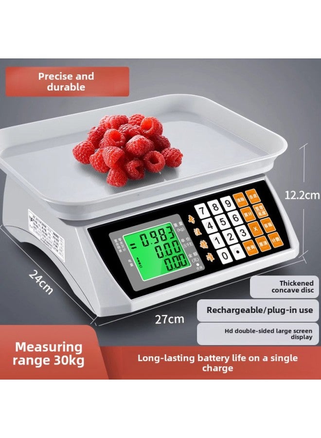 Electronic Scale Commercial Small Platform Scale 10kg30kg Weighing Electronic Scale Household Kitchen Baking Special Scale Wholesale-Model:[three-purpose Dry Storage] 30kg Lcd Concave Disc, Indoor And Outdoor Use "long-lasting Battery Life" - Image 1