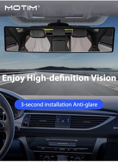 Motim Car Rear View Mirror Car Vanity Mirror, 11.22 Inch Panoramic Convex Interior Clip-on Wide Angle Mirror to Reduce Blind Spot Effectively for Car SUV Trucks  - Image 2