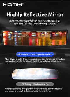 Motim Car Rear View Mirror Car Vanity Mirror, 11.22 Inch Panoramic Convex Interior Clip-on Wide Angle Mirror to Reduce Blind Spot Effectively for Car SUV Trucks  - Image 4