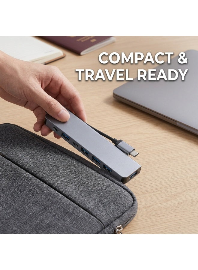 Dual Head 7 in 1 USB C Hub Multiport Adapter, USB3.0 + 4 USB2.0 + USB-C PD Charging Port, Portable Laptop Docking Station for Type-C & USB-A Laptops - Image 4