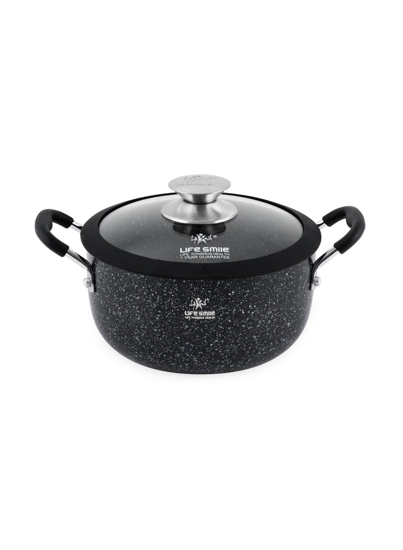 Life Smile Granite Non-Stick Soup Pot 2.5L | Durable Multi-Layer Granite Coating | Heat-Resistant Handles & Glass Lid | Easy-Clean Cooking Pot - Image 1