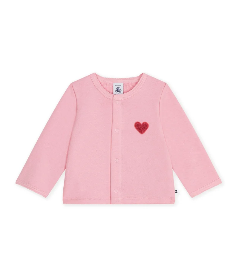 بيتي باتو Babies' Plain Cotton Cardigan With A Heart Badge