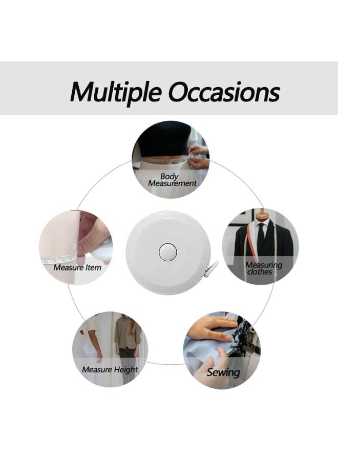 3 عبوات شريط قياس قابل للسحب للجسم، 60 بوصة 1.5 متر مسطرة مرنة مزدوجة الجوانب لخياطة القماش والخياطة وشريط قياس الجسم لفقدان الوزن (أزرق معكرون، وردي، أخضر) - Image 5