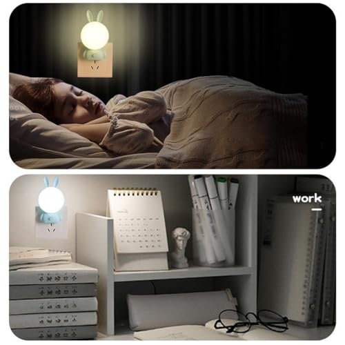 ascension Cartoon Rabbit Shape Night Lamp LED Plugin Lamp for Kids Room with Warm Cool Light Energy Saving Portable Wall Night Light Decor Item for Bedroom Gift Birthday Home Office Decor (Assorted) - Image 3