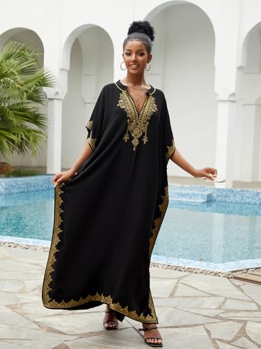 IMAGEKOPE Kaftan Dresses for Women Swimsuit Coverup Plus Size Beach Caftan Cover Ups for Swimwear Embroidery - Image 5