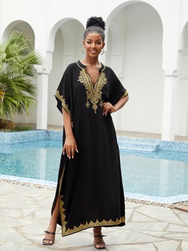 IMAGEKOPE Kaftan Dresses for Women Swimsuit Coverup Plus Size Beach Caftan Cover Ups for Swimwear Embroidery - Image 4