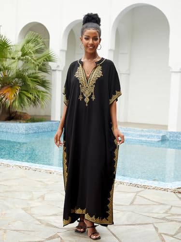 IMAGEKOPE Kaftan Dresses for Women Swimsuit Coverup Plus Size Beach Caftan Cover Ups for Swimwear Embroidery - Image 3