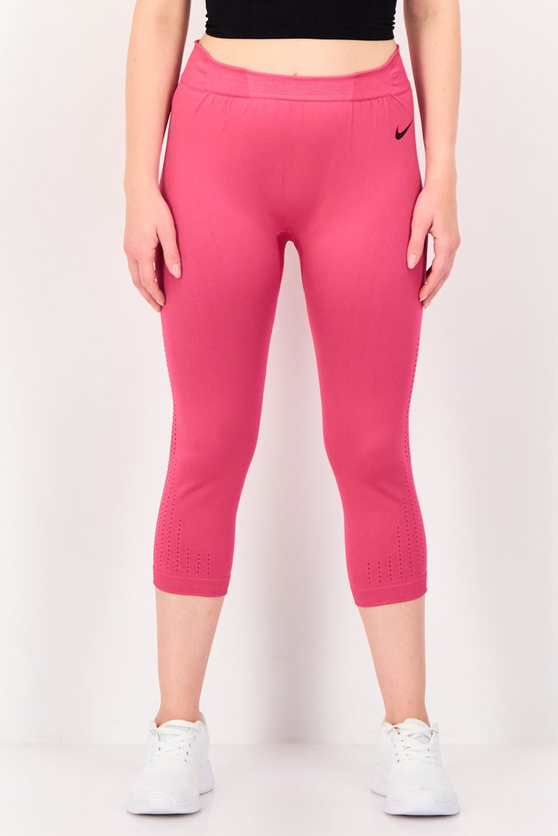 Nike Women Dri Fit Brand Logo Training Capri Leggings, Pink - Image 1
