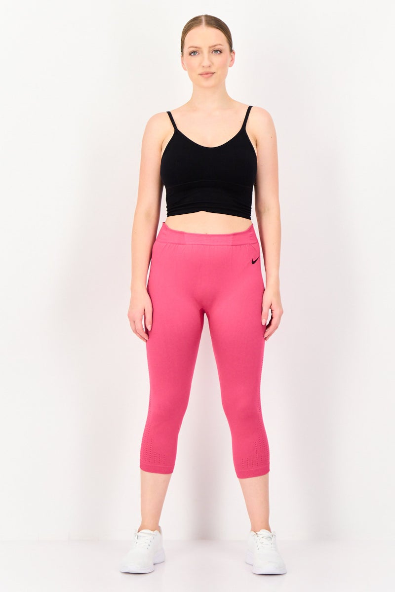 Nike Women Dri Fit Brand Logo Training Capri Leggings, Pink - Image 4