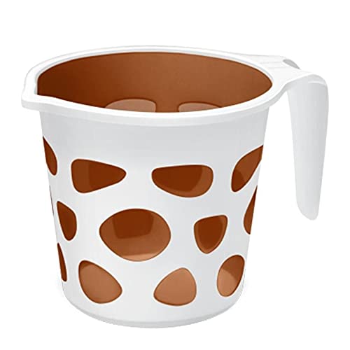 Extremely Premium Plastic Duplex Designer Mugs for Bathroom Bath Mug Accessory x 1 BPA Free Bathing Mugs Dabba Camping Mug Certified Bathing Water Mug 15 Litre Capacity Assorted Colors Brown