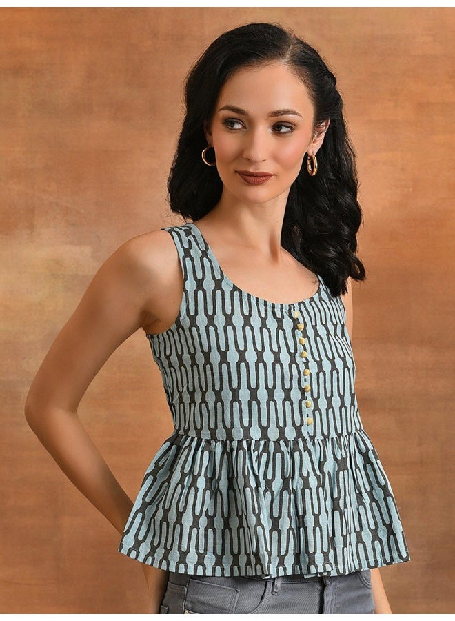 AKS Blue Printed Top  - Image 3