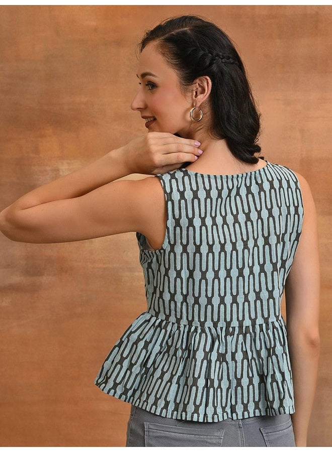 AKS Blue Printed Top  - Image 4