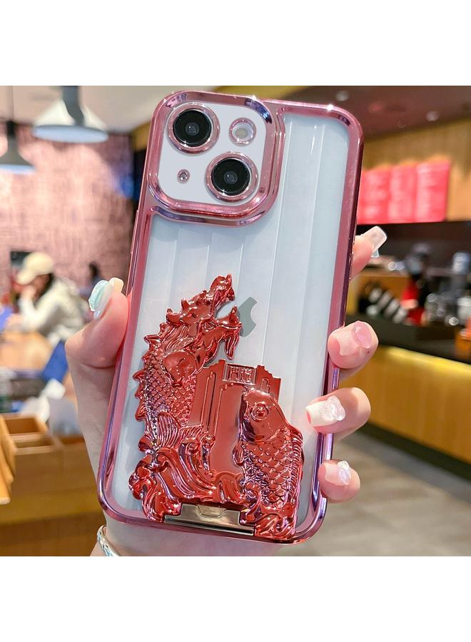 Zaboon Case For iPhone 13 Electroplated Carp Leaping Dragon Gate Pattern TPU Phone Case - Image 1