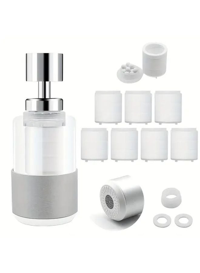 مرشح مياه لصنبور الحوض مع مهوية - دوار 360 درجة - وظيفة مزدوجة - وضع الرش - مع 9 مرشحات - Image 2