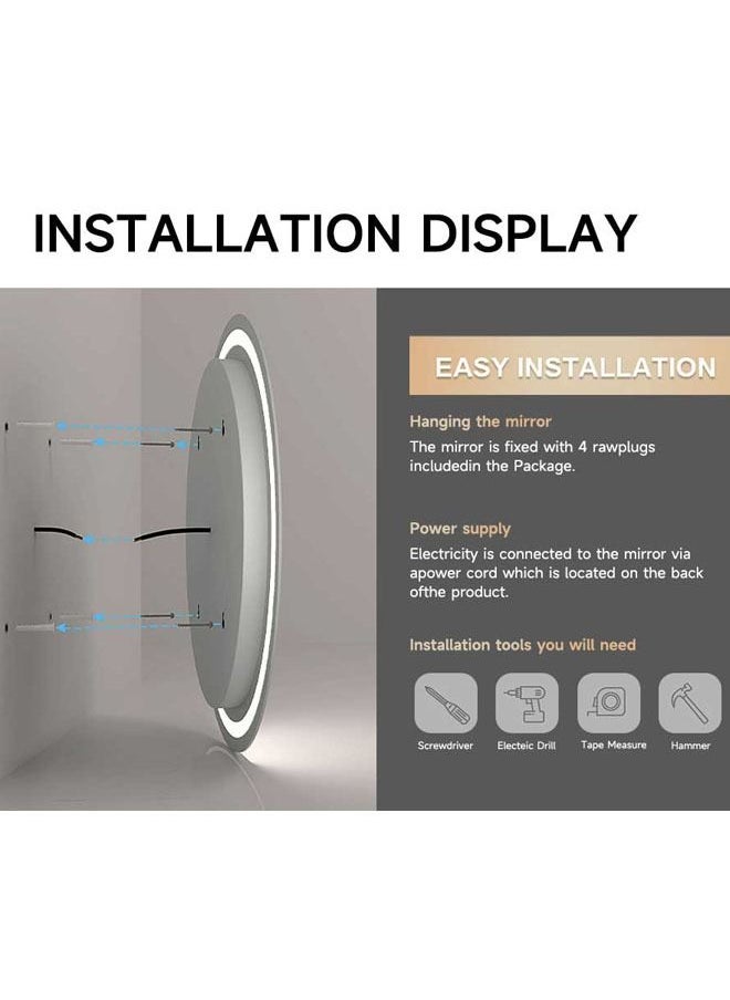 Generic - Wall Mounted Lighted Makeup Mirror 50*110cm Vanity Mirror Bathroom Mirror with LED Lights Shaving Light up Mirror for Dressing Room & Bedroom Tabletop - Image 1