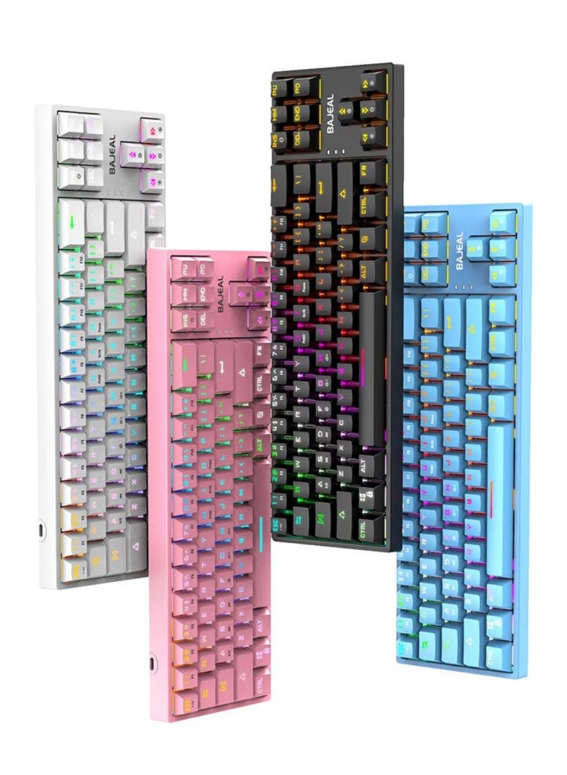 BAJEAL Portable Oem pink Mechanical Keyboard 87 Keys Keyboard Gaming Colorful RGB Backlight Mechanical Keyboard for Game Laptop PC - Image 1