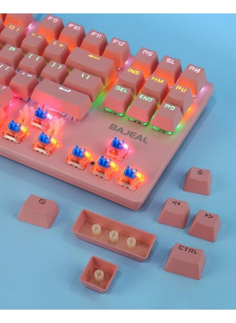 BAJEAL Portable Oem pink Mechanical Keyboard 87 Keys Keyboard Gaming Colorful RGB Backlight Mechanical Keyboard for Game Laptop PC - Image 3