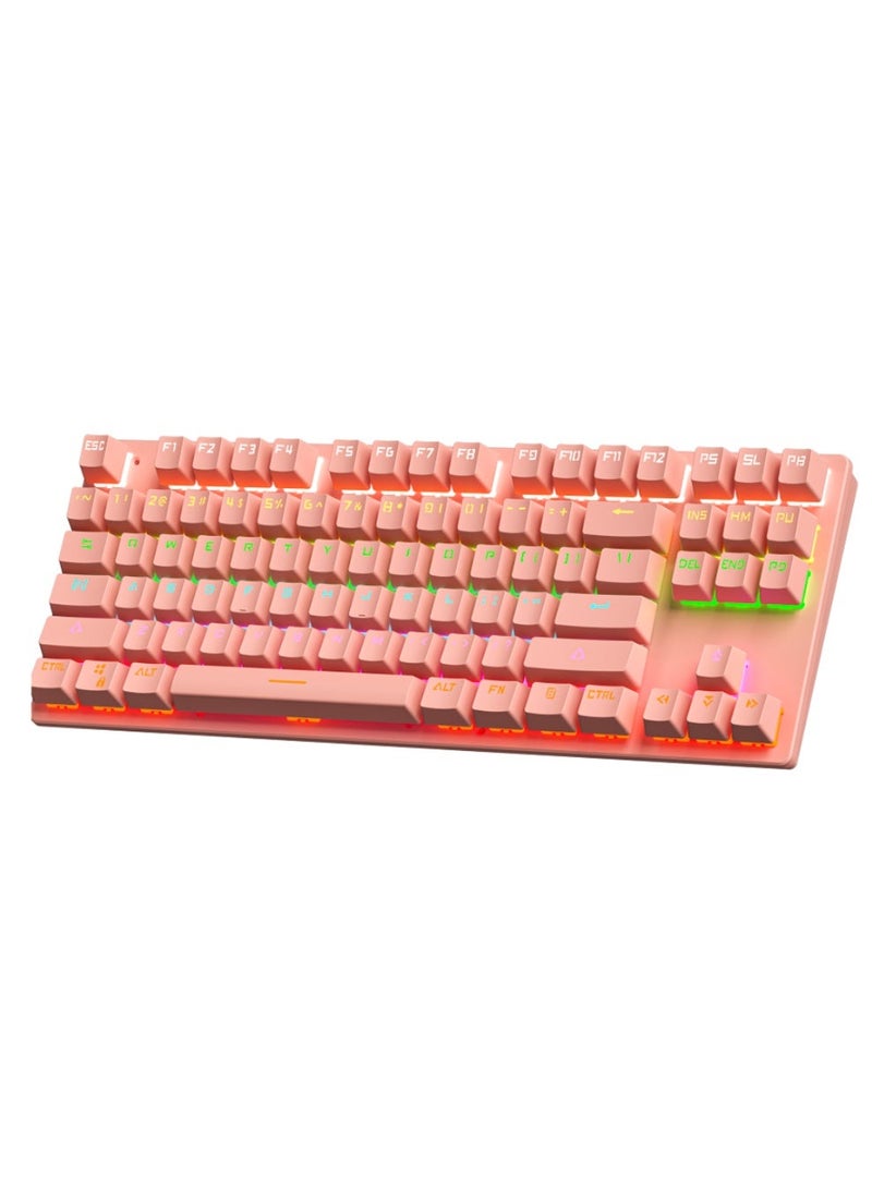 BAJEAL Portable Oem pink Mechanical Keyboard 87 Keys Keyboard Gaming Colorful RGB Backlight Mechanical Keyboard for Game Laptop PC - Image 2