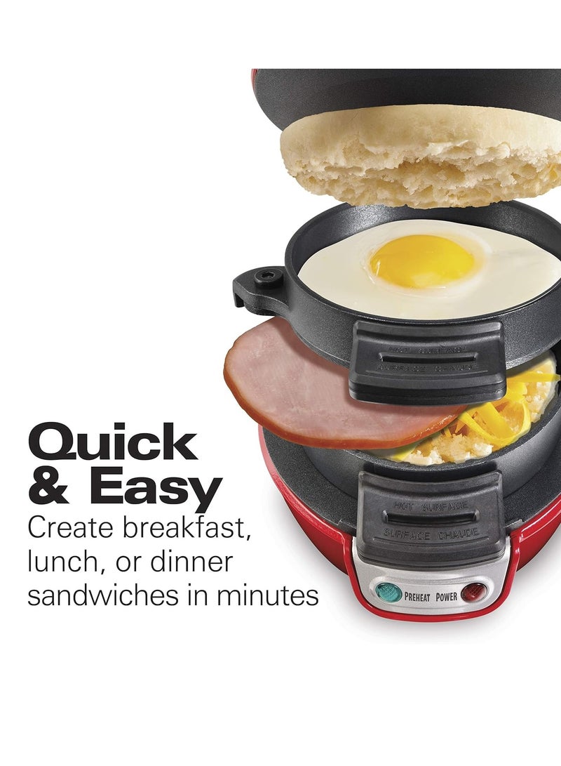 Bukela Breakfast Sandwich Maker with Egg Cooker Ring, Customize Ingredients, Perfect for English Muffins, Croissants, Mini Waffles, Perfect White Elephant Gifts, Red  - Image 2